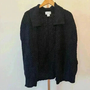 Chadwicks Women's Navy Sweater L Shawl Collar Casual